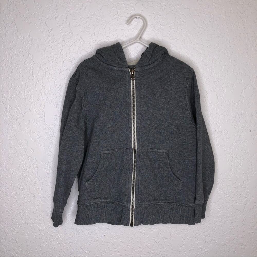 Hanna Andersson gray fleece lined full zip hoodie sweatshirt size 110 or 5